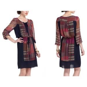 Maeve Anthropologie Rosalie Dress Small Blouson Knee Length Peasant Boho Print